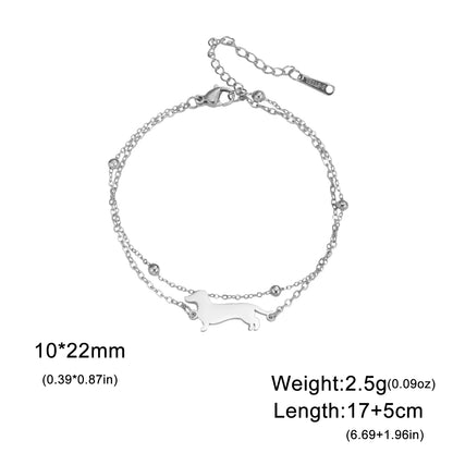 Cute Dachshund Dog Stainless Steel Bracelet for Women's Valentine's Day Commemorative Day Jewelry and Gift - STEEL A