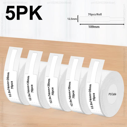 2/5/10Rolls P15 Thermal Label Sticker for Phomemo D30 Q30 Marklife P15 P12 DELI Q2 Label Maker White 12x40mm 15x30mm Label Ta