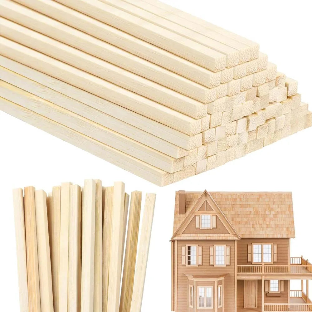 20/50pcs Wood Sticks, Square Hardwood Dowels, Untreated Wooden Slats, Wooden Dowels, Wooden Sticks for Making Wood Crafts