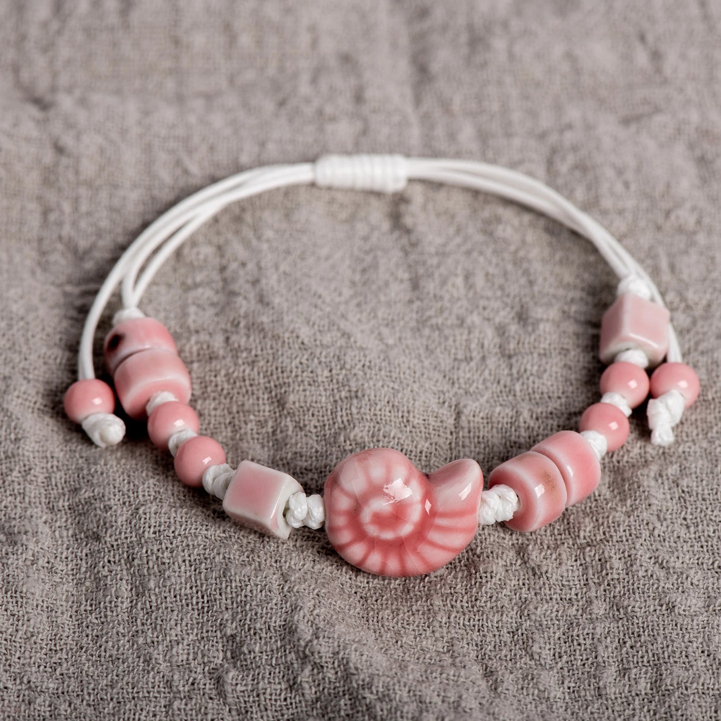 Handmade Ceramic Seashell Bracelet Adjustable Vintage Ocean Style Minimalist Jewelry Gift for Couples 154