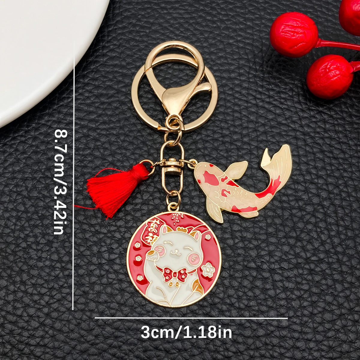 Gift Bag, Japanese Maneki-neko Keychain, Koi Fish Car Pendant, Alloy Lucky Charm, Cute Gift for Students, Creative Keychain G