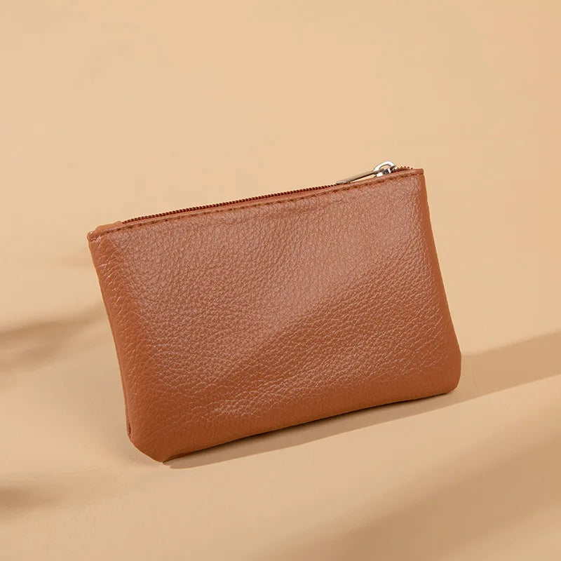 Women PU Leather Coin Purse Retro Litchi Pattern Zipper Pouch Mini Change Purses Unisex Solid Wallets Card Holder Storage Bag