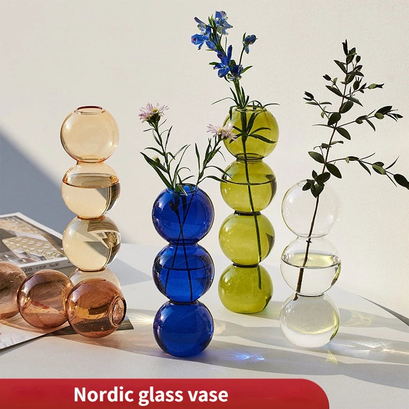 Nordic Glass Vase Home Decor Living Room Decoration Terrarium Flower Vase Plant Pots Decorative Home Accessories Decoration G