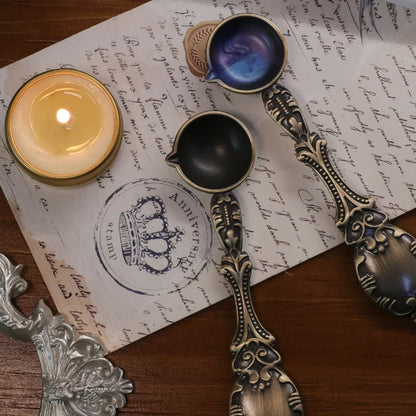 Bronze Spoon Vintage Craft Supplies Fire Paint Heating Decorative Tool Furnace Seal Wax Particle DIY Manual Scrapbooking SB00