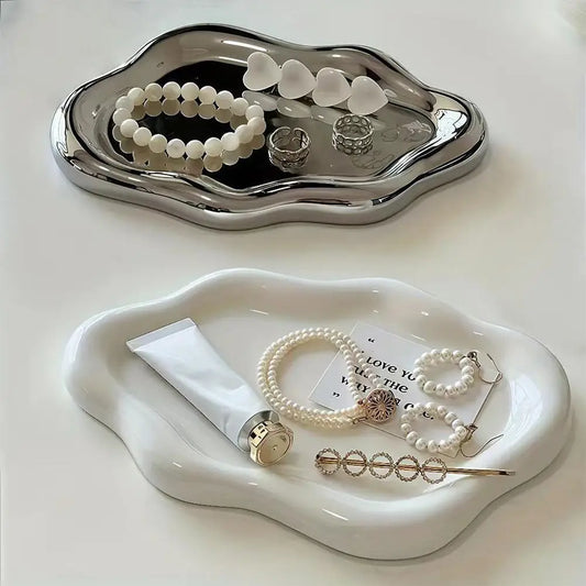 Jewelry Storage Tray Creative Cloud Shapes Plastic Trays Electroplated Jewelry Earrings Ring Display Plates Photo Props For W