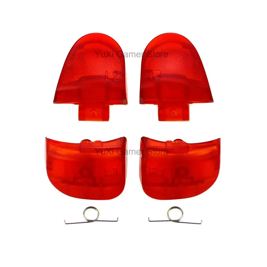 YuXi L1 R1 L2 R2 Trigger Buttons Replacement for PS5 BDM-030 V3.0 Controller Button Set With Springs - Clear Red
