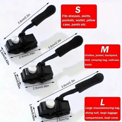 3-60Pcs Universal Zipper Repair Kit Quick Instant Detachable Zipper Head Replacement Zipper Slider Pull for 3 Different Size