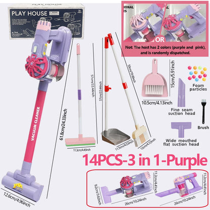 Kids Simulation Electric Vacuum Cleaner Toy Set Housekeeping Role Play Educational Toys for Toddlers Perfect Gift for Girls B