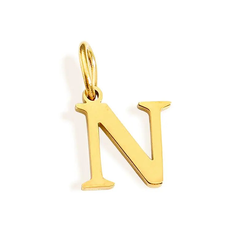26 Letter Alphabet Initial 10mm Charm Pendant Jewelry Gold Stainless Steel Simple PVD Plated DIY Necklace Bracelet Jewelry - 