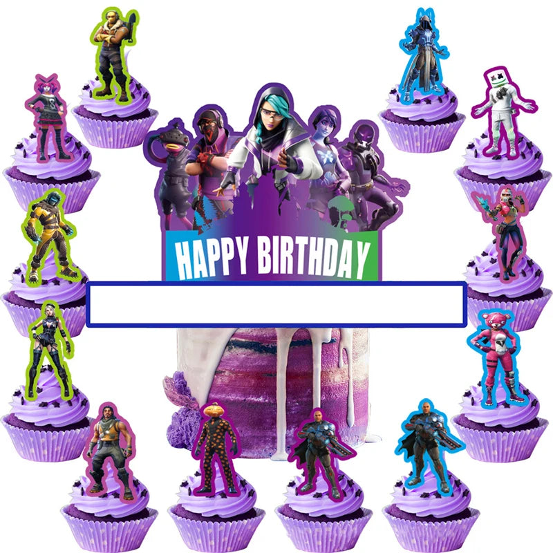 Video Game Fortnitions Birthday Party Decoration Cartoon Alpaca Llama Plate Tablecloth Baby Shower Kids Favors Party Supplies