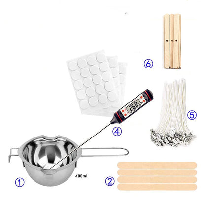 Candle Making Supplies Kit DIY Candle Wax Melting Tools Handmade Aromatherapy Jars Mould Wicks Sticker DIY Candle Making Tool