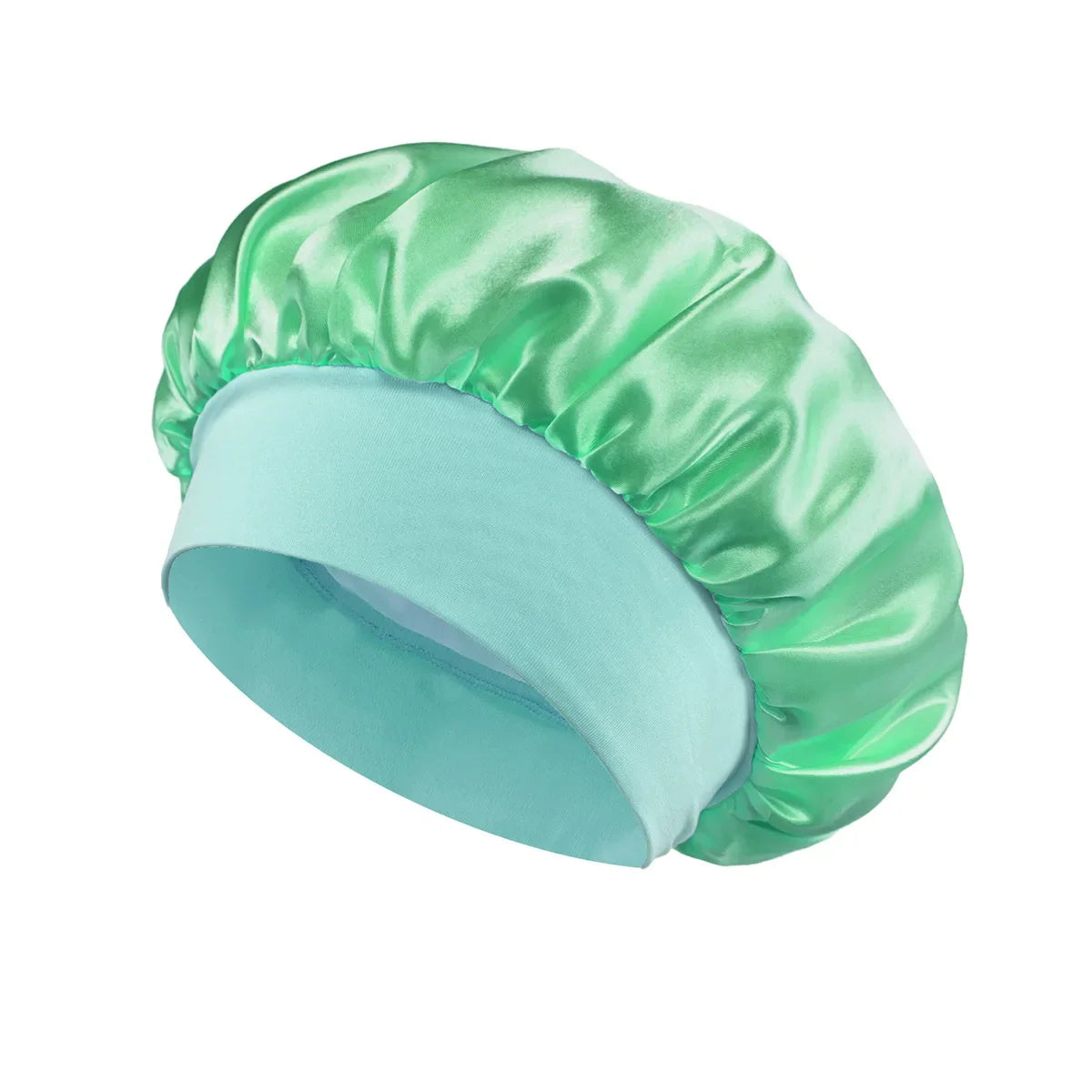 Women Satin Bonnet Hair Bonnet for Sleeping Hair Care Silk Bonnets Solid Wide-brimmed Sleeping Hat with Elastic Soft Band - f