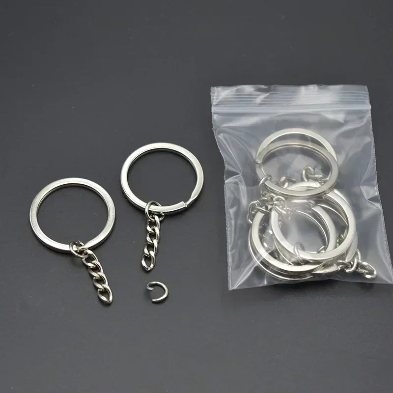 50/500pcs Silver Plated Metal Blank Keyring Keychain Split Key Rings with Chain Climbing Buckles Carabiner Keychain Accessori