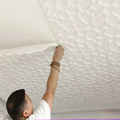 5-20pcs 35*35cm Ceiling 3d Home Bedroom Decor Background Wallpaper Peel Stick Waterproof Decoration Wall Stickers Anti-collis