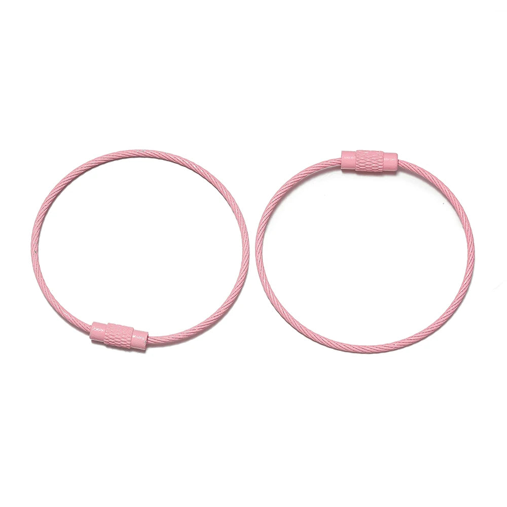 10pcs/lot 50mm Iron Key Ring Colorful Keychain Rings Screw Lock for Jewelry Making Keychain DIY Findings - Pink