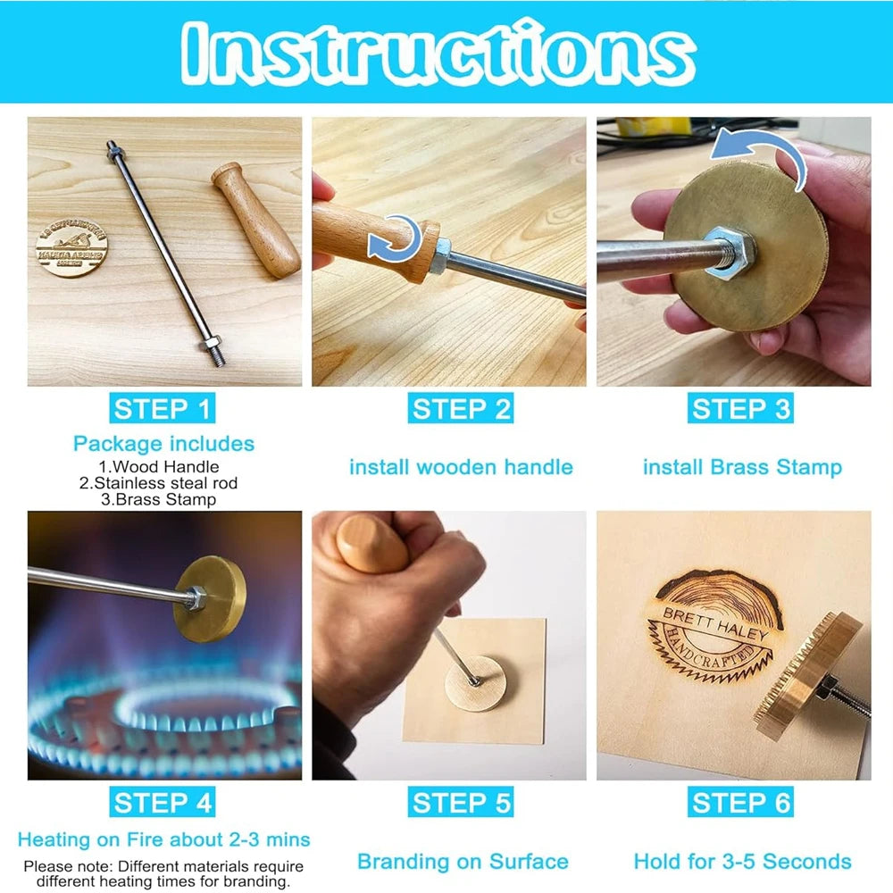 Customize Branding Iron Stamp Leather Stamp LOGO Personalized Heating Brass Embosser Seal Wood Cake Hamburger Craft Handmade 