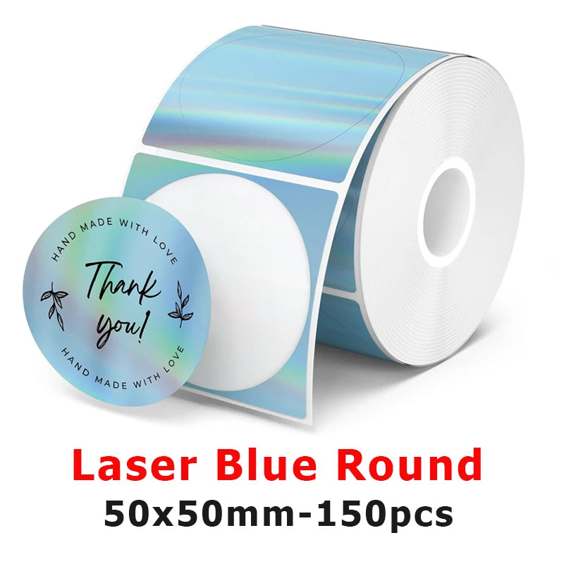 Munbyn/Nelko Holographic Laser Label Sticker Matte Silver Thermal Paper for M110 M220 M200 E210 P50 PM220 DETONG P1 WP9520 Ma