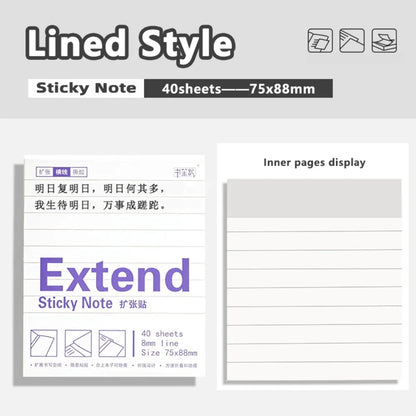 Lined/Blank/Grid Sticky Notes Clear See-Through No Blocking Text Extend Sticky Notes Self-Adhesive Memo Pads Gift - -L-Lined