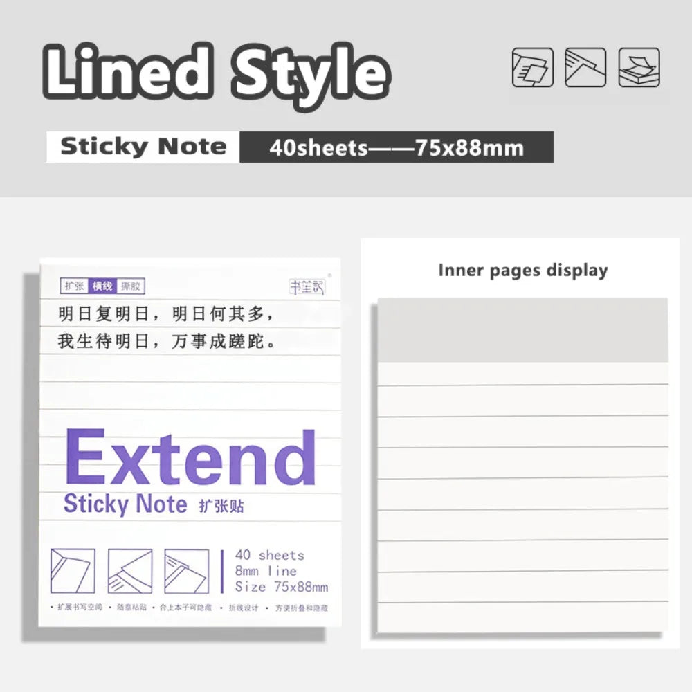 Lined/Blank/Grid Sticky Notes Clear See-Through No Blocking Text Extend Sticky Notes Self-Adhesive Memo Pads Gift