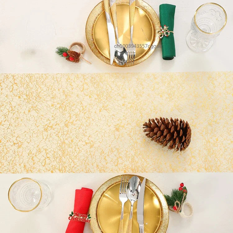 Glitter Metallic Table Runner,Polyester Gold/Rose Gold Table Runner Roll Dining Table Decor for Party Birthday Wedding