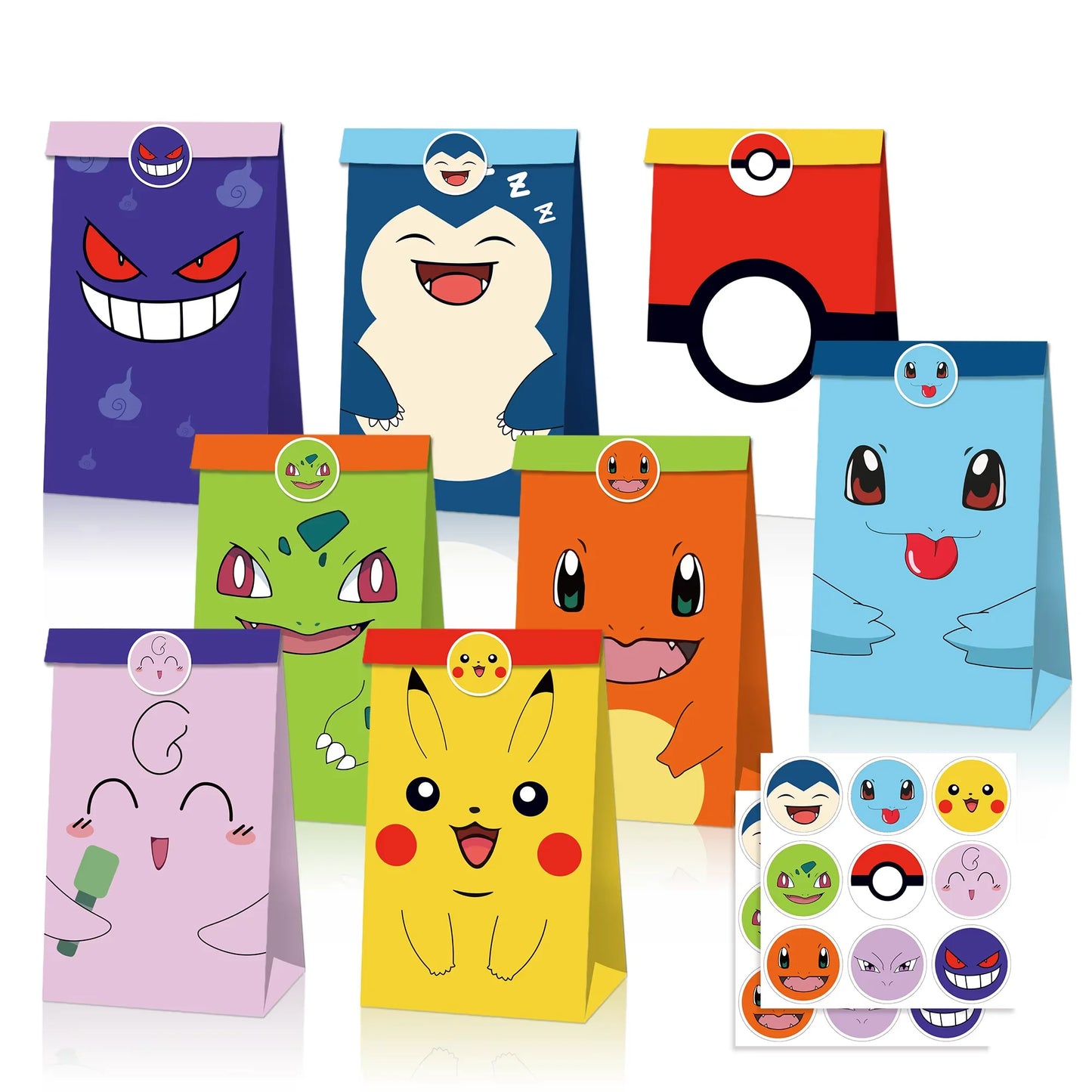PokeMons Theme Party Favors Slap Bracelets Stickers Balloons Party Gifts Goodie Bag Stuffers Fillers Birthday Party Decoratio