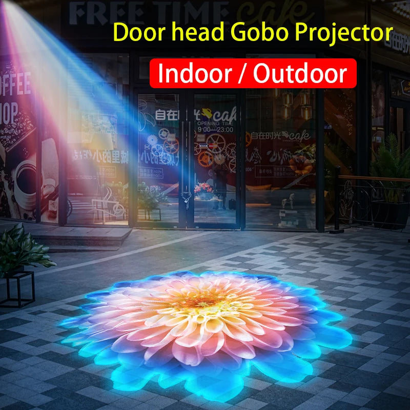 LED Logo Projection Custom Advertising Notice, Restaurant Welcome Image Sign, Caution Rotary Light Gobo Projector for Outdoor