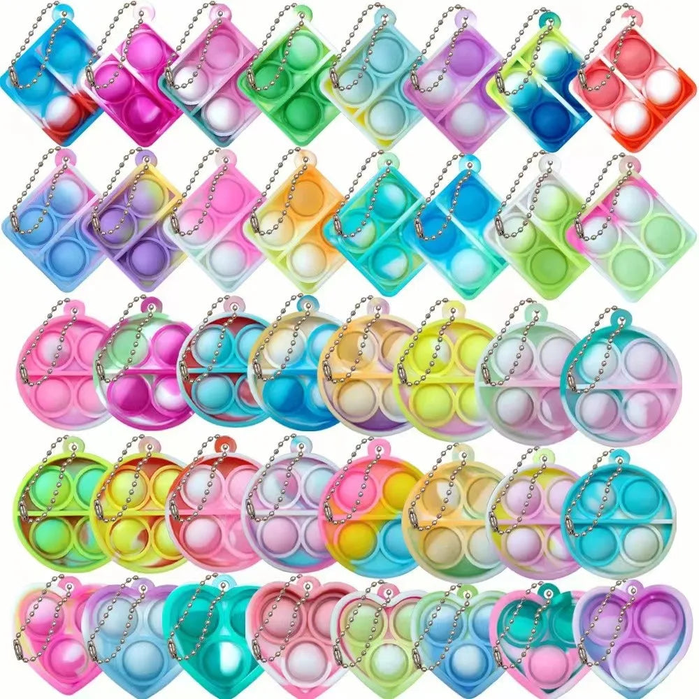 10-50pcs Mini Pop Keychain Toddler Sensory Fidget Toys Bulk Classroom Prizes Kids Birthday Party Favors Wedding Gift for Gues