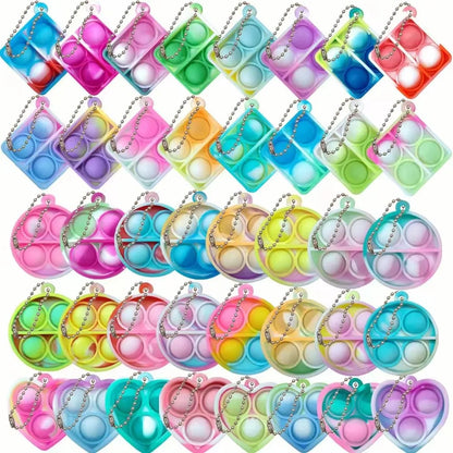 10-50pcs Mini Pop Keychain Toddler Sensory Fidget Toys Bulk Classroom Prizes Kids Birthday Party Favors Wedding Gift for Gues