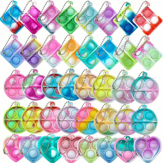10-50pcs Mini Pop Keychain Toddler Sensory Fidget Toys Bulk Classroom Prizes Kids Birthday Party Favors Wedding Gift for Gues