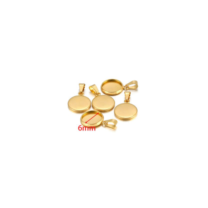 10pcs Stainless Steel 6-30mm Cabochon Cameo Base Settings Round Bezel Blank Tray for DIY Handmade Jewelry Charm Making - gold