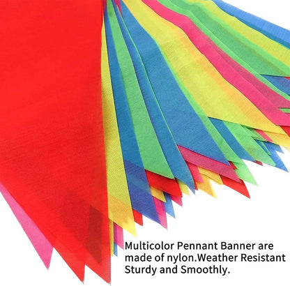 25m Colorful Pennant Banner Flags Birthday Bunting Banner Opening Wall Hanging Outdoor Event Classroom Party Garland Home Dec