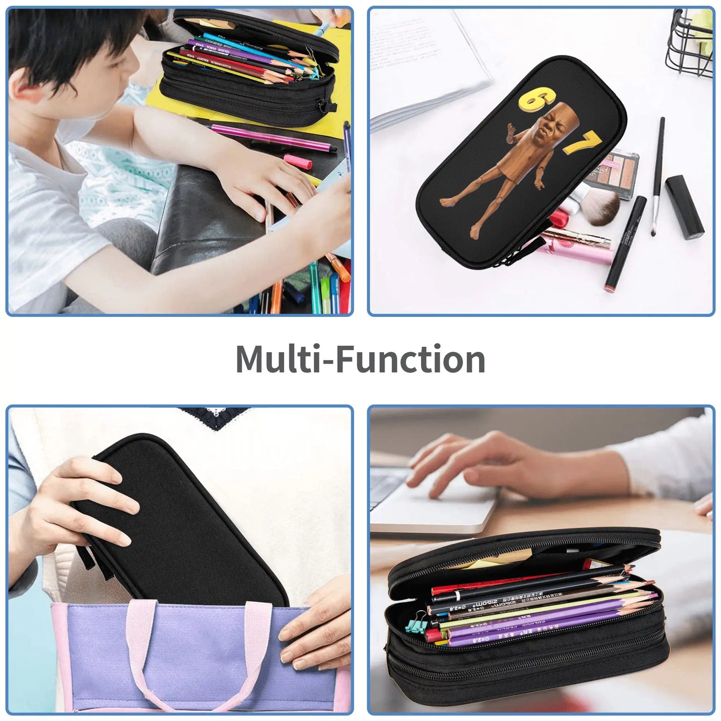 Triple T 67 Meme Tung Tung Tung Sahur Speed Face Pencil Case Pencilcases Pen Box Big Capacity Bag Zipper Stationery