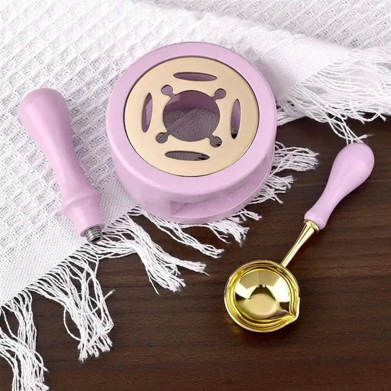 1/2/3pcs Wax Seal Set Wood Wax Melting Lacquer Furnace With /Spoon/Handle Wax Bead Melting Heater Wax Pot Heater For Stamp Cr