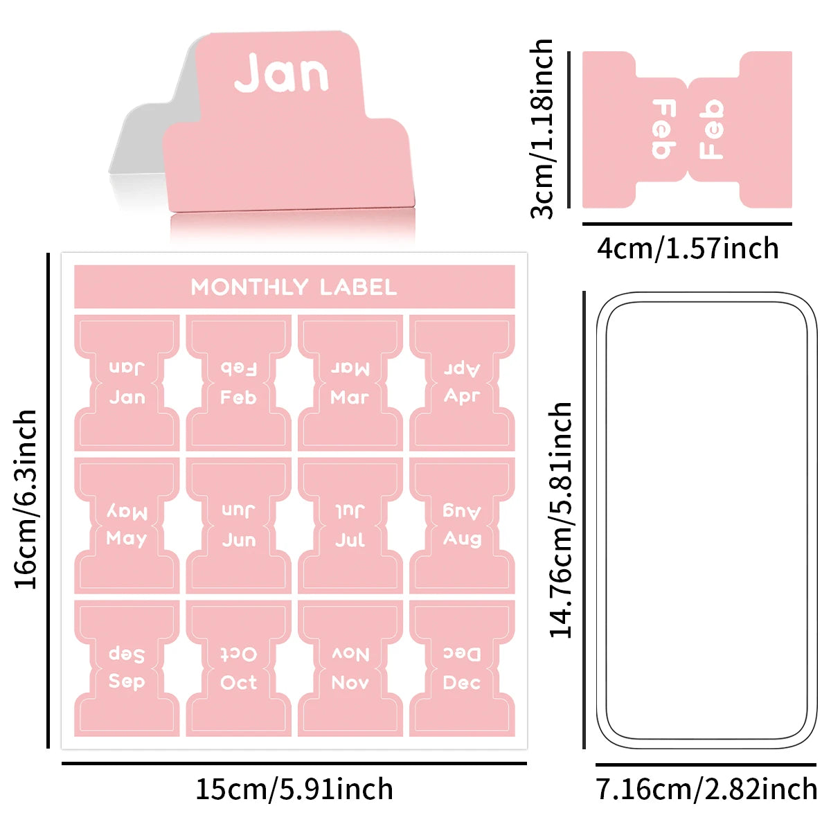 5 Sheets 2 Color Self-adhesive Stamping Labels Monthly Planner Tabs Book Notes Calendar Sticky Tags Office Pad Study Journal