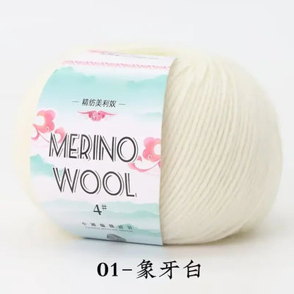 Crochet Merino Wool Yarn, 50g Roll Baby Wool, 130M Soft Fiber for Scarves, Hats, DIY Knitting Projects, Hand Knitting Supplie