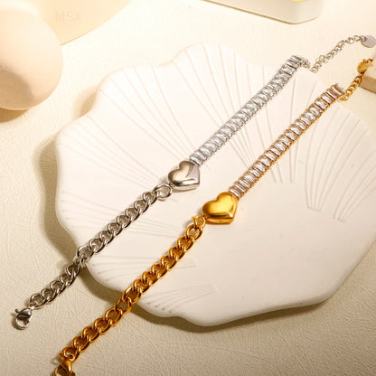 Stainless Steel Heart-shaped Ladies Elegant Bracelet For Women Crystal Bangle