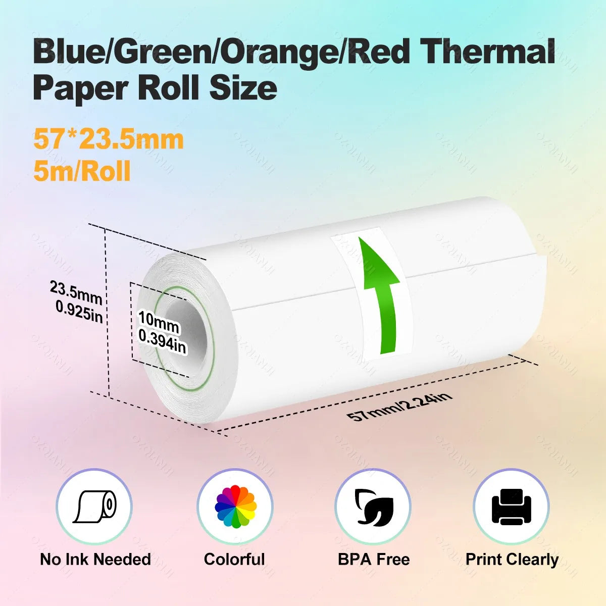 Thermal Printer Papers 57mm Color Papers for Camera Instant Print Kids Camera Printing Inkless Mini Portable Photo Printer