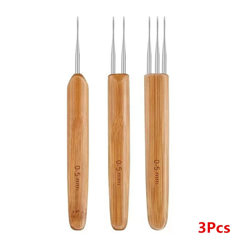 1Pc 0.5mm/0.75mm Dreadlock Crochet Hook Wood Crochet Needles Hair Dreadlocks Tool for Braid Craft