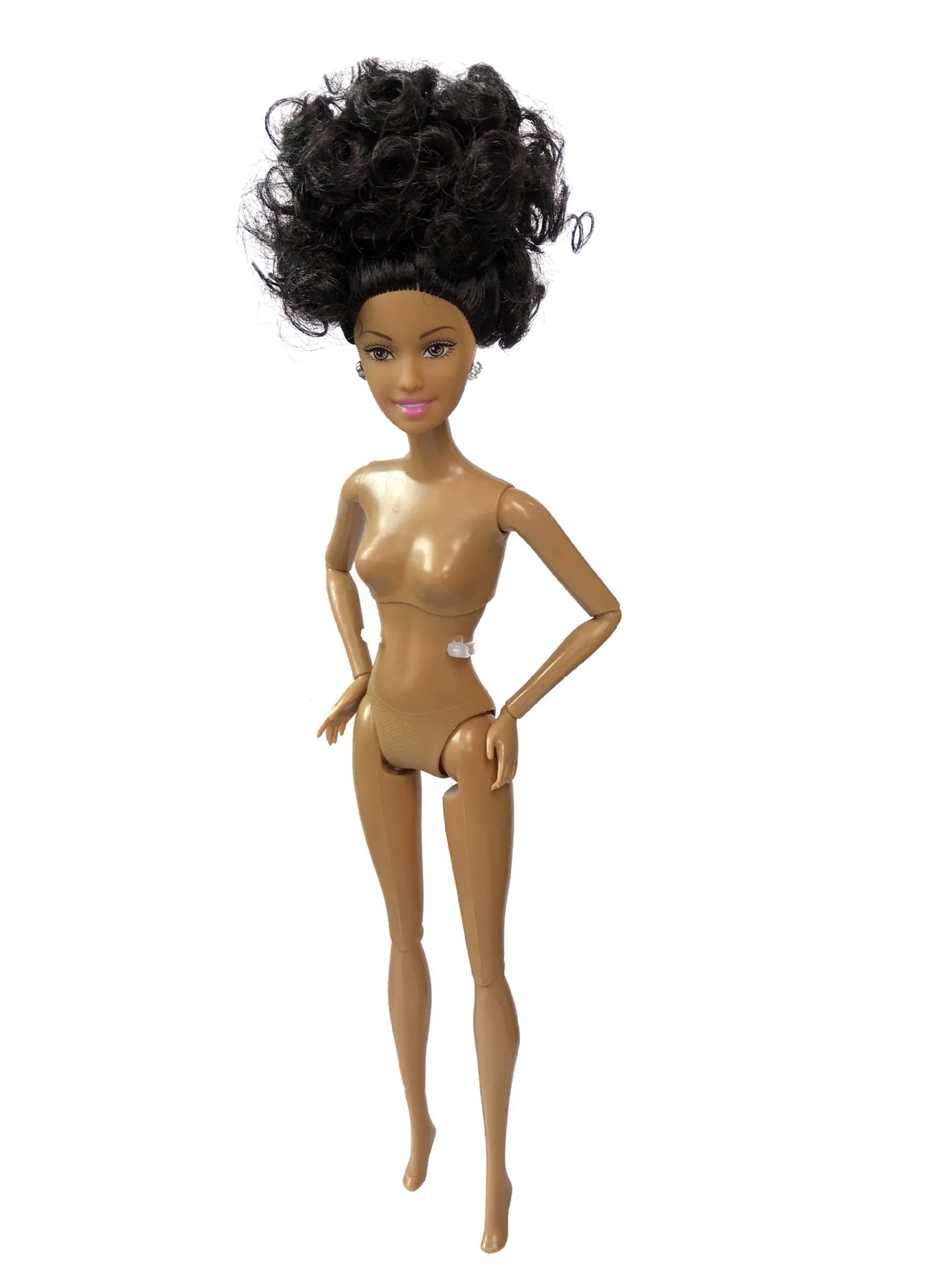 30cm Height Black Dolls Multi-jointed Black Skin African Dolls with Black Hair for Girls Diy Dress Up Toys - Brown Skin-D