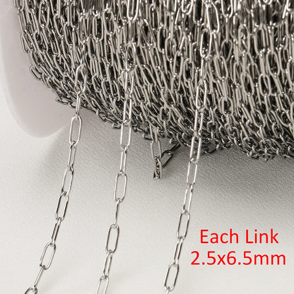 No Fade 2Meters Stainless Steel Chains for Jewelry Making DIY Necklace Bracelet Accessories Gold Chain Lips Beads Beaded Chai