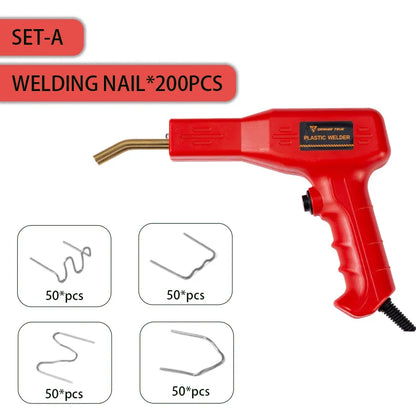 Plastic Welder Hot Nail Gun with 200-800 Nails for Car Bumper PVC Repair Garage Tool Kit Machine Welding