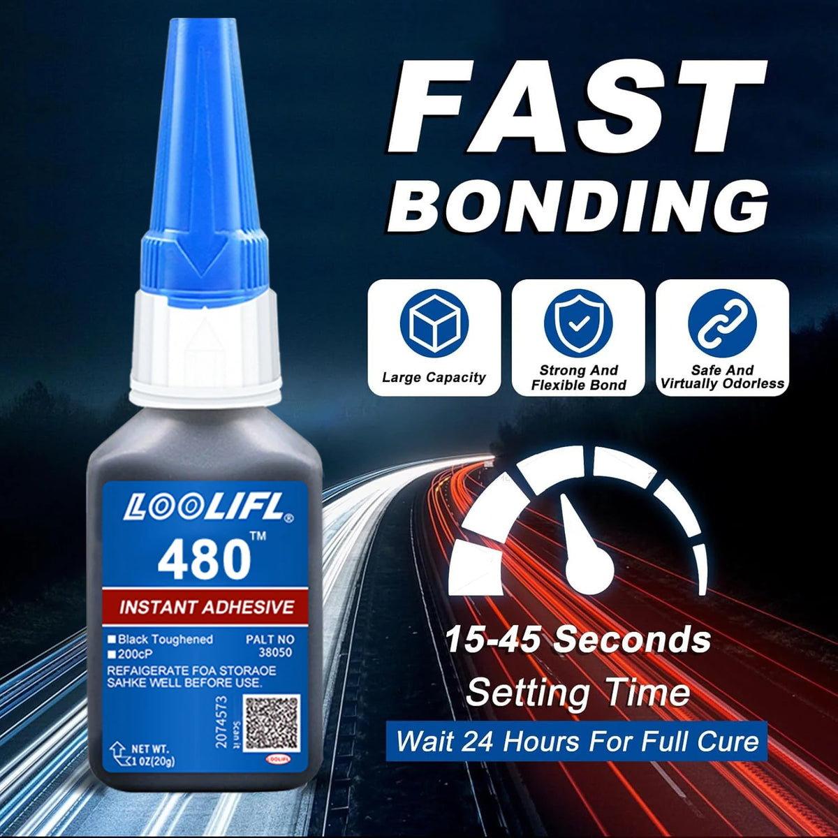 480 Black Rubber Glue Super Strong Adhesive for 10 Seconds, Used for Tire Repair, Black Object Repair and 'Black Integration'