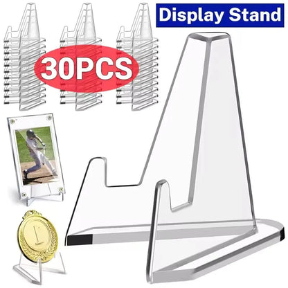 30-1PCS Triangular Card Display Stand Mini Acrylic Idol Photo Picture Holder Stands for Coin Sports Trading Cards Display Rac