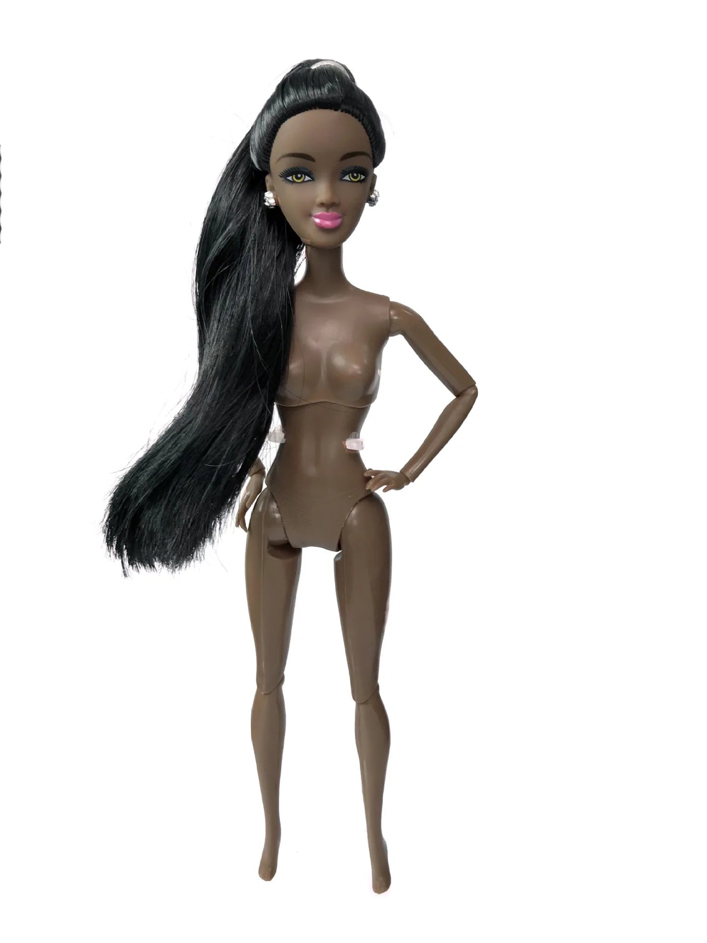 30cm Height Black Dolls Multi-jointed Black Skin African Dolls with Black Hair for Girls Diy Dress Up Toys - Black Skin-F