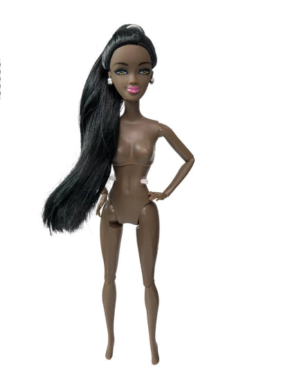 30cm Height Black Dolls Multi-jointed Black Skin African Dolls with Black Hair for Girls Diy Dress Up Toys - Black Skin-F