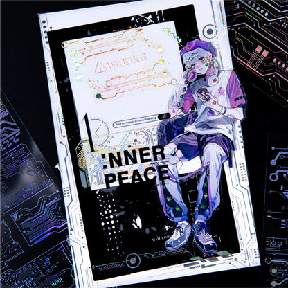 3 Sheets/Bag Star Theme 3D Holographic Laser Silver Stickers for Scrapbooking DIY Collage Phone Case Frame Decoration
