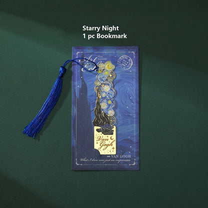 1 pc Vintage Painting Metal Bookmark Hollow Bookmark With Long Tassel For Book Club Readers Friends Teachers Students