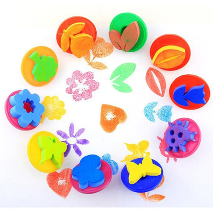 6pcs/set Flower Leaf Painting Sponge Stamp with Short Handles EVA Craft Stamps for DIY Art Graffiti Decorative Painting JXB