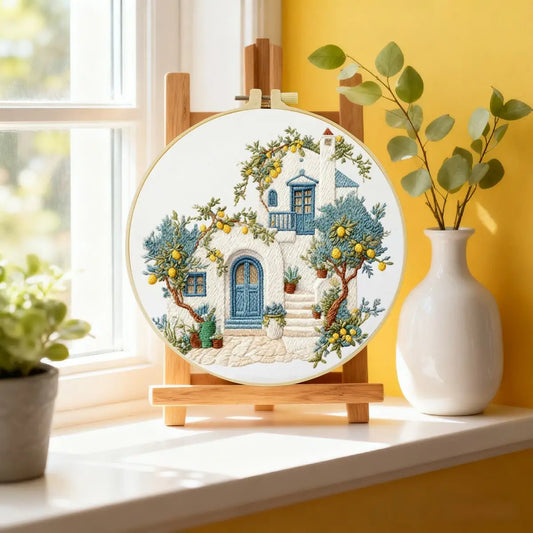 1pc 20X20CM/15X15CM 7.87/6.3inch Beautiful Scenery Embroidery Starter Kit DIY Kit DIY Embroidery Kit Manualidades Craft Paint