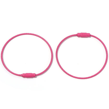 10pcs/lot Stainless Steel Wire Keychains Colorful Round Cable Loop Screw Lock Rope Rings For DIY Keyrings Key Chains Accessor
